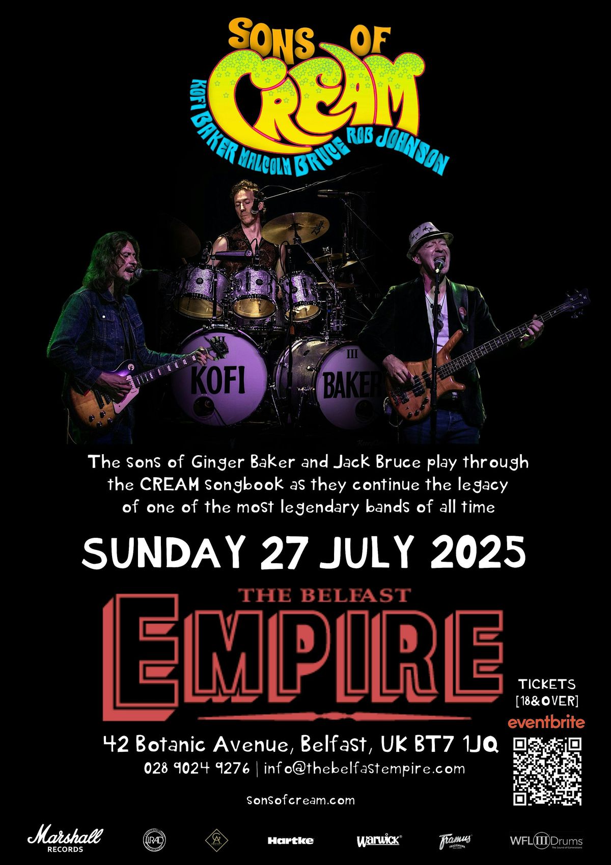 SONS OF CREAM, 27 July | Event in Belfast | AllEvents