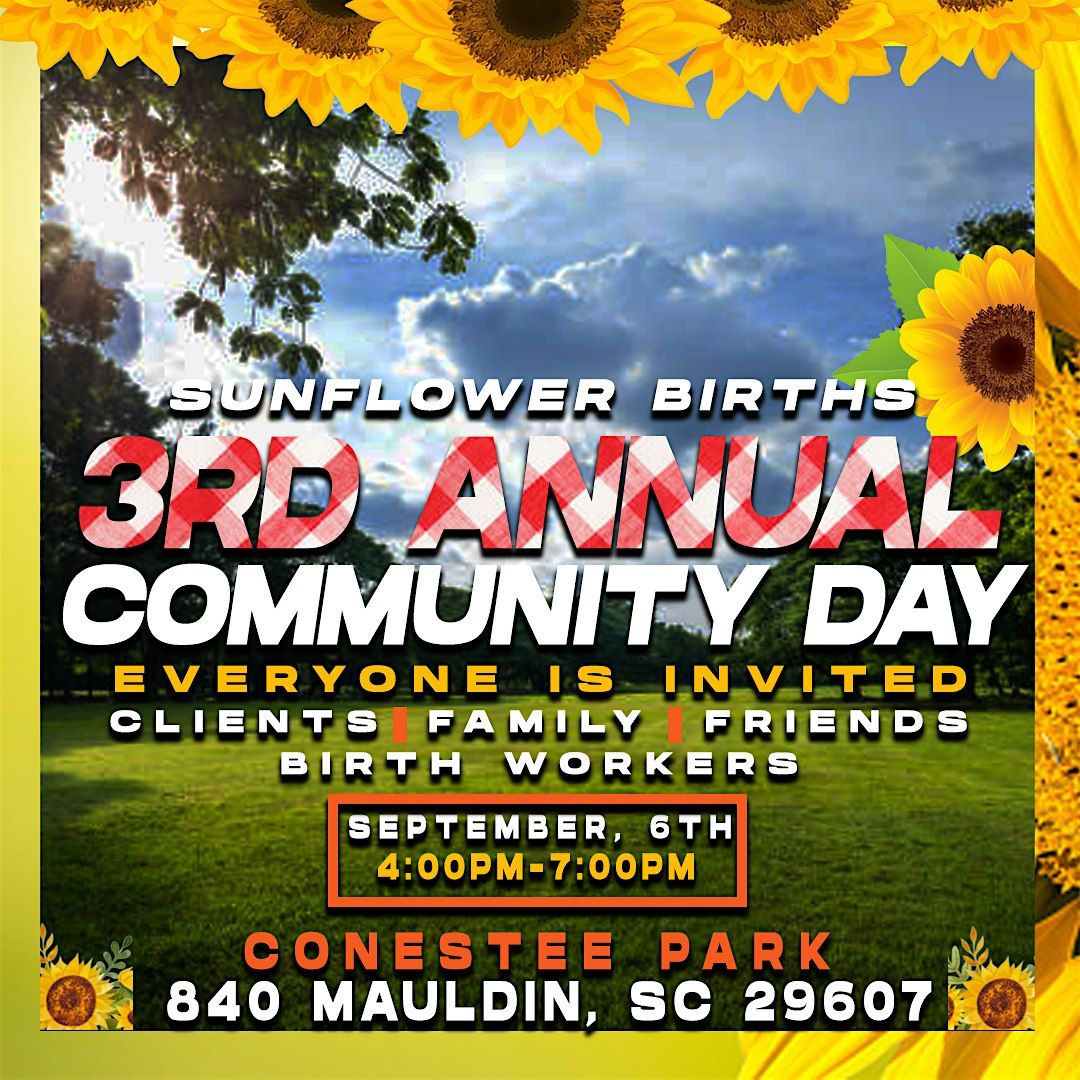 SunFlower Births’ 3rd Annual Community Day!, 6 September | Event in Greenville | AllEvents