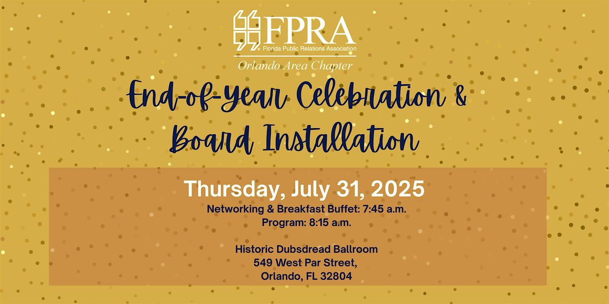 FPRA Orlando’s 2025 End-of-Year Celebration & Board Installation, 31 July | Event in Orlando | AllEvents