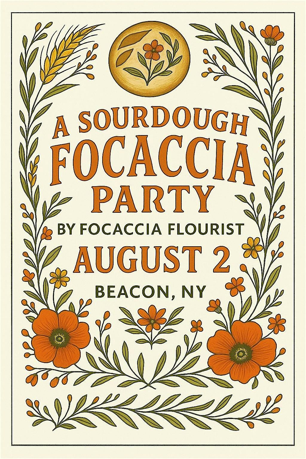A Sourdough Focaccia Party: August 2nd 4PM, 2 August | Event in Beacon | AllEvents