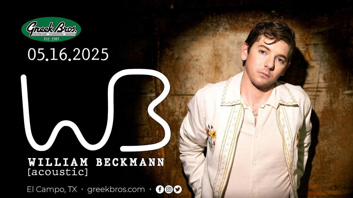 William Beckmann Acoustic, 16 May | Event in El Campo | AllEvents