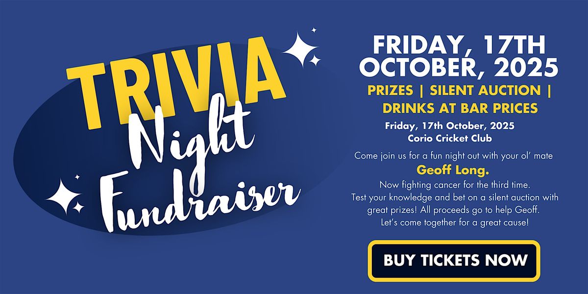 Trivia Night Fundraiser - Geoff Long, 17 October | Event in Corio | AllEvents