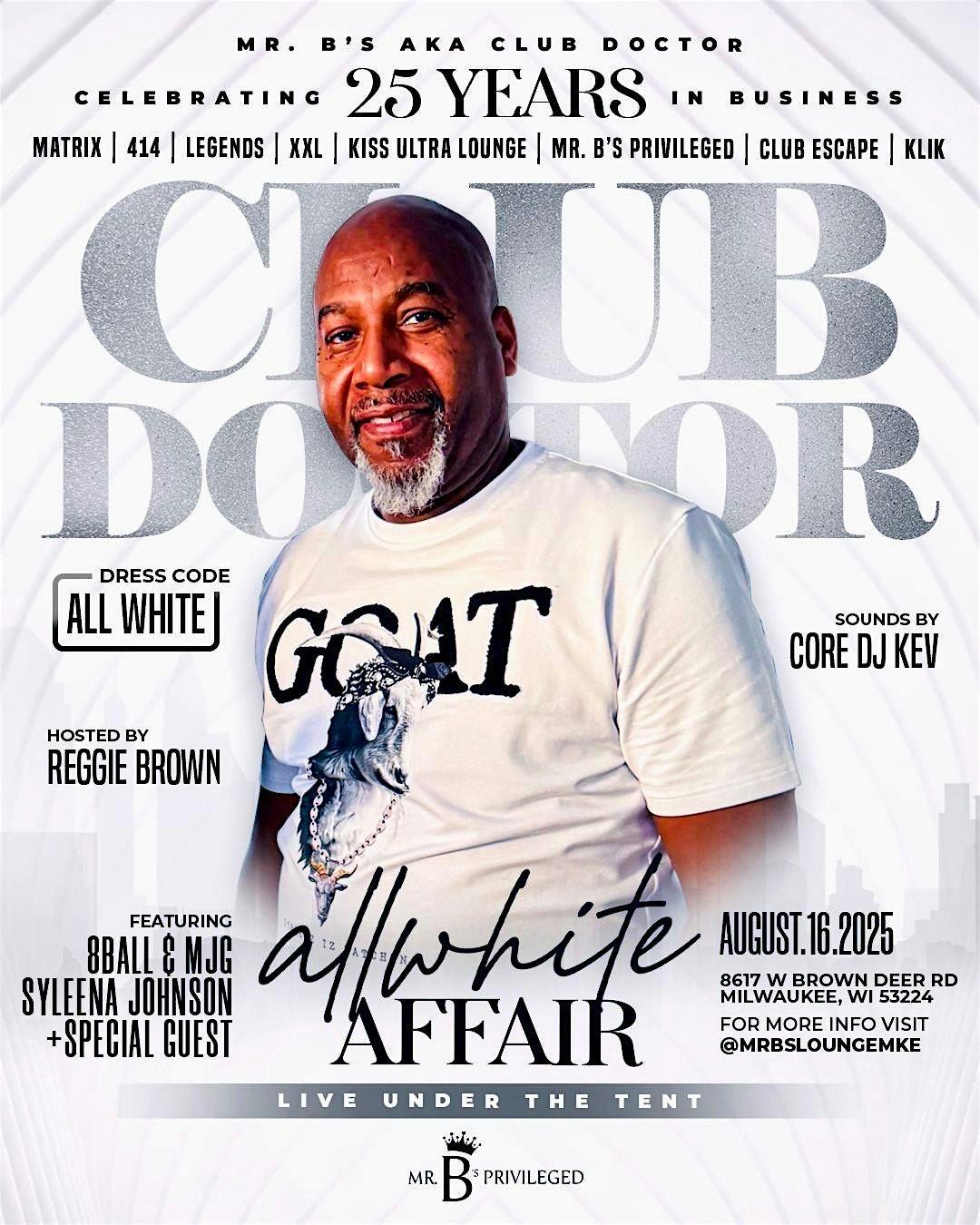 Club Doctor's 25 Year Anniversary - All White Affair Day Party, 16 August | Event in Milwaukee | AllEvents