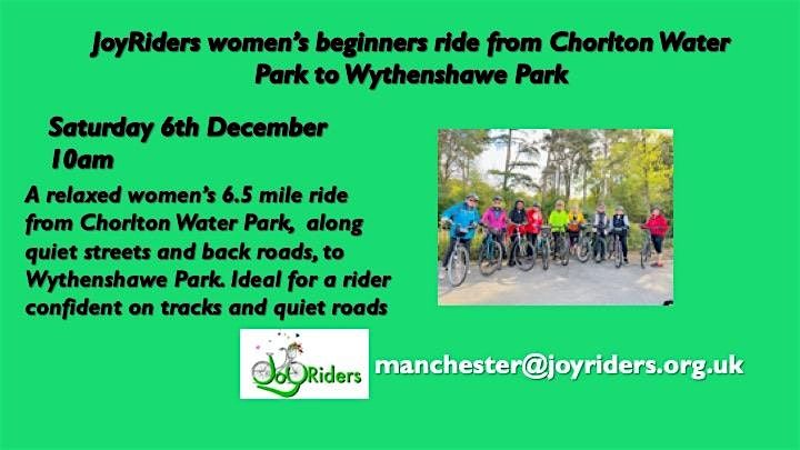 JoyRiders women's beginners from Chorlton Water Park to Wythenshawe Park, 6 December | Event in Manchester