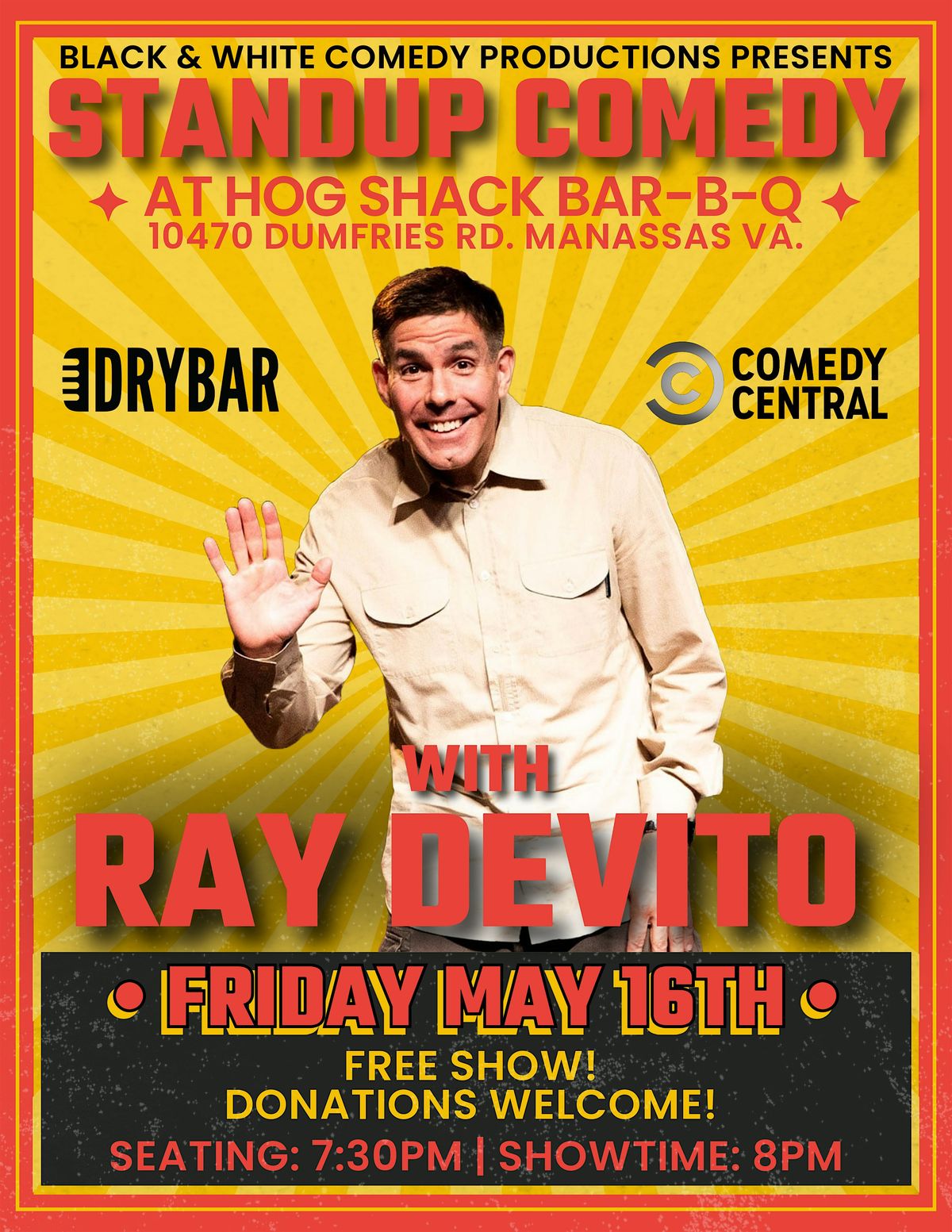 FREE Standup Comedy with Ray DeVito at Hog Shack Bar-B-Q!, 16 May | Event in Manassas | AllEvents