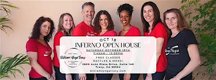 Bikram Yoga Tracy: Inferno Open House - FREE Classes, Raffles & More!, 18 October | Event in Tracy | AllEvents