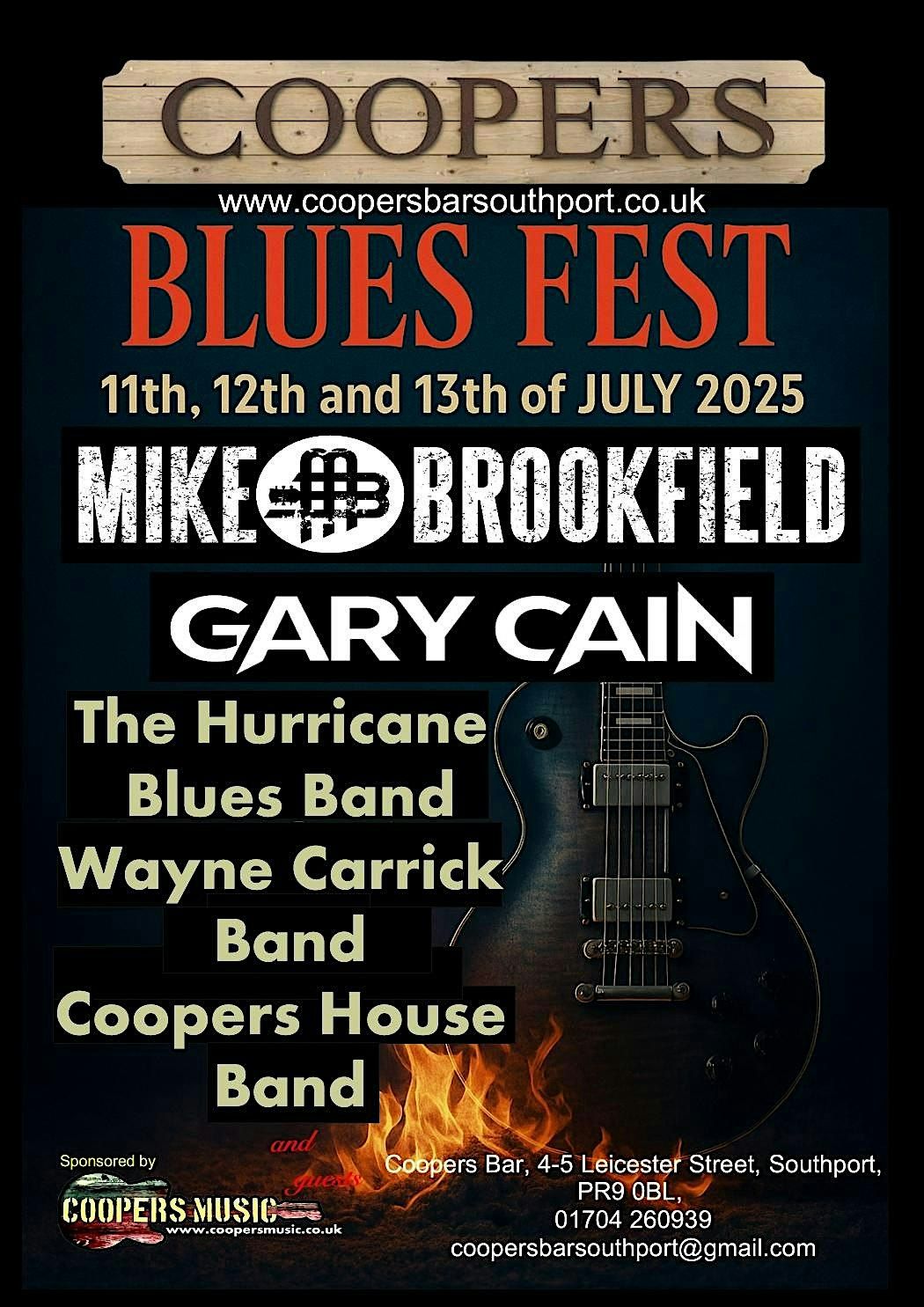 COOPERS BLUES FEST 2025 feat Mike Brookfield and Gary Cain, 11 July | Event in Southport | AllEvents