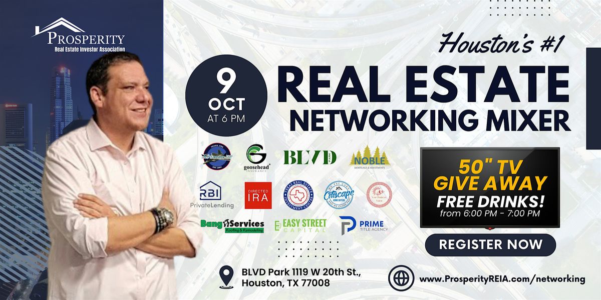 Real Estate Networking Mixer 10/09/2025, 9 October | Event in Houston | AllEvents