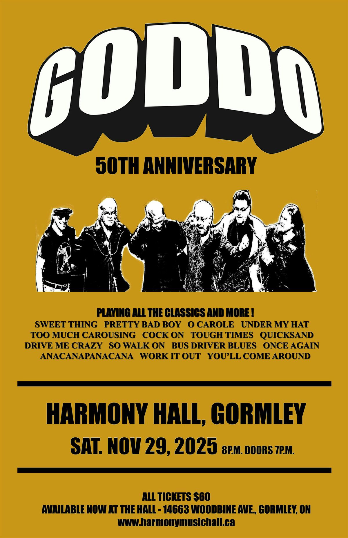 GODDO- "50th Anniversary Tour" at Harmony Hall | Event in Gormley | AllEvents