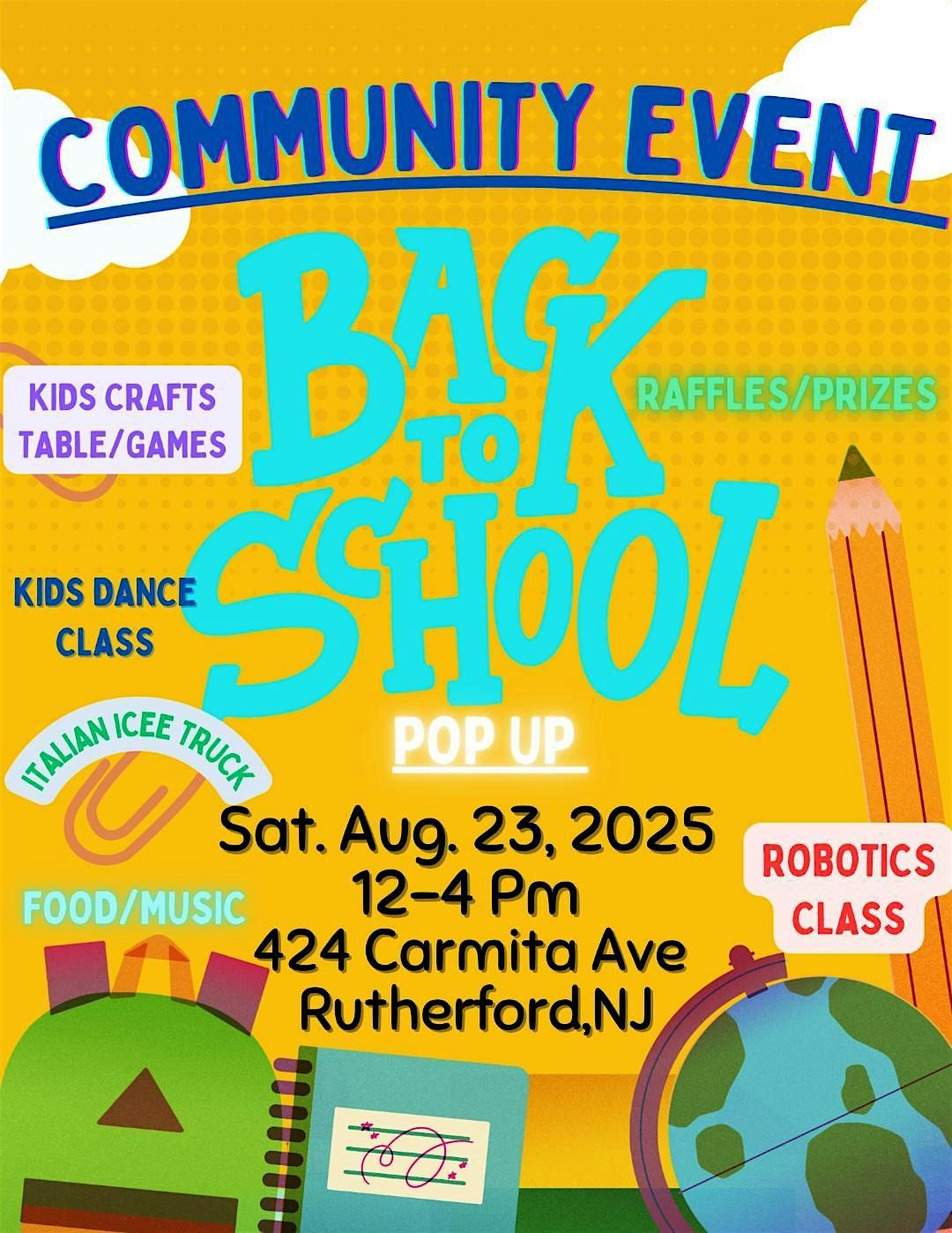 Back to School Pop Up Community Event, 23 August | Event in Rutherford | AllEvents