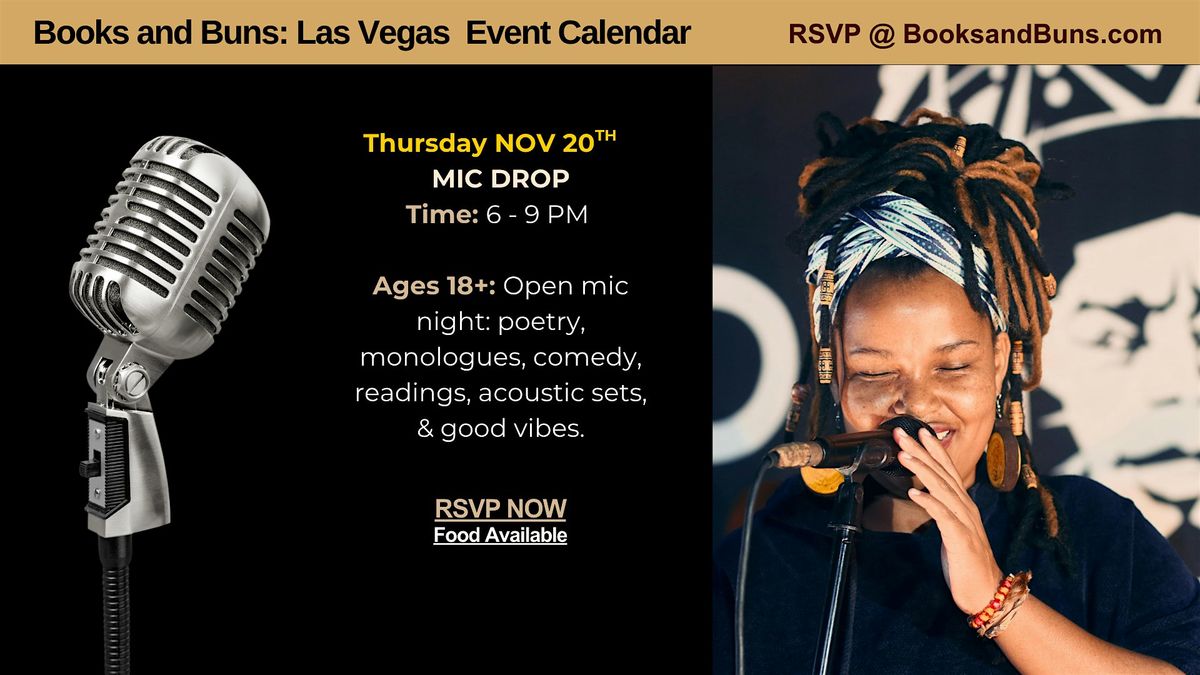 3rd Thursday MIC DROP: Open Mic Night at Books and Buns: A Black Arts Hub, 20 November | Event in Las Vegas
