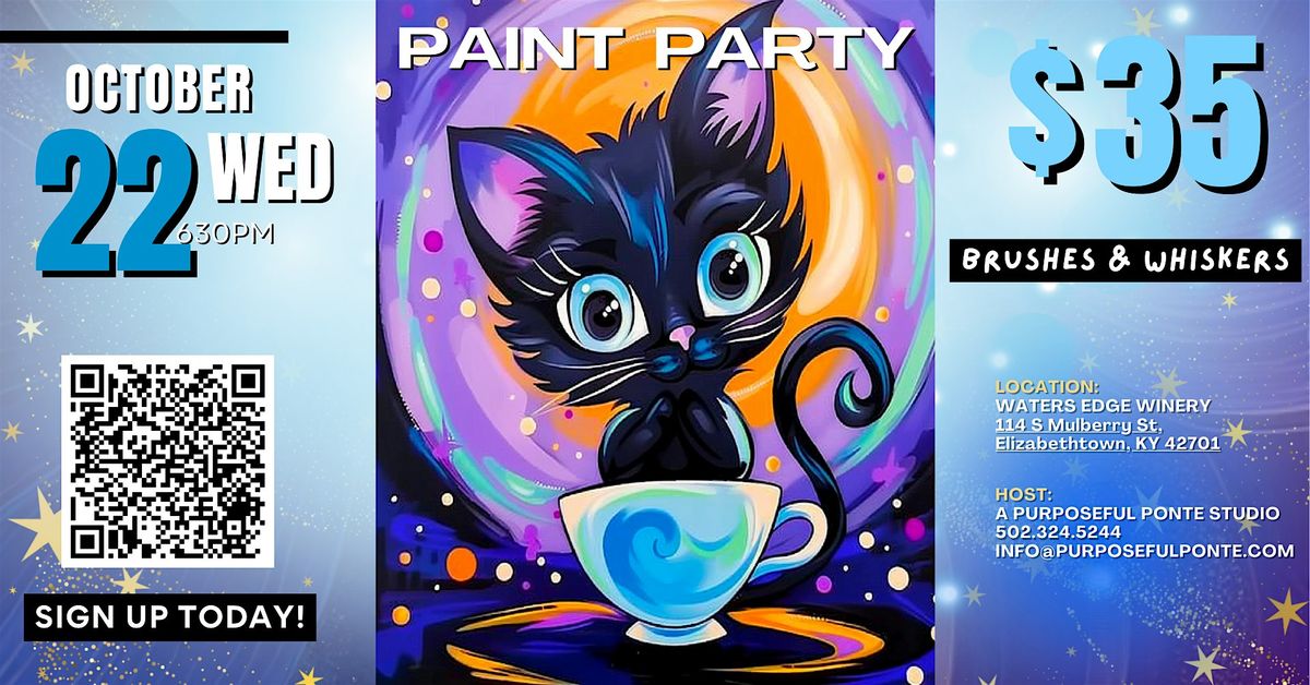 Wine down Wednesday paint and sip in E-town - Brushes & Whiskers, 22 October | Event in Elizabethtown