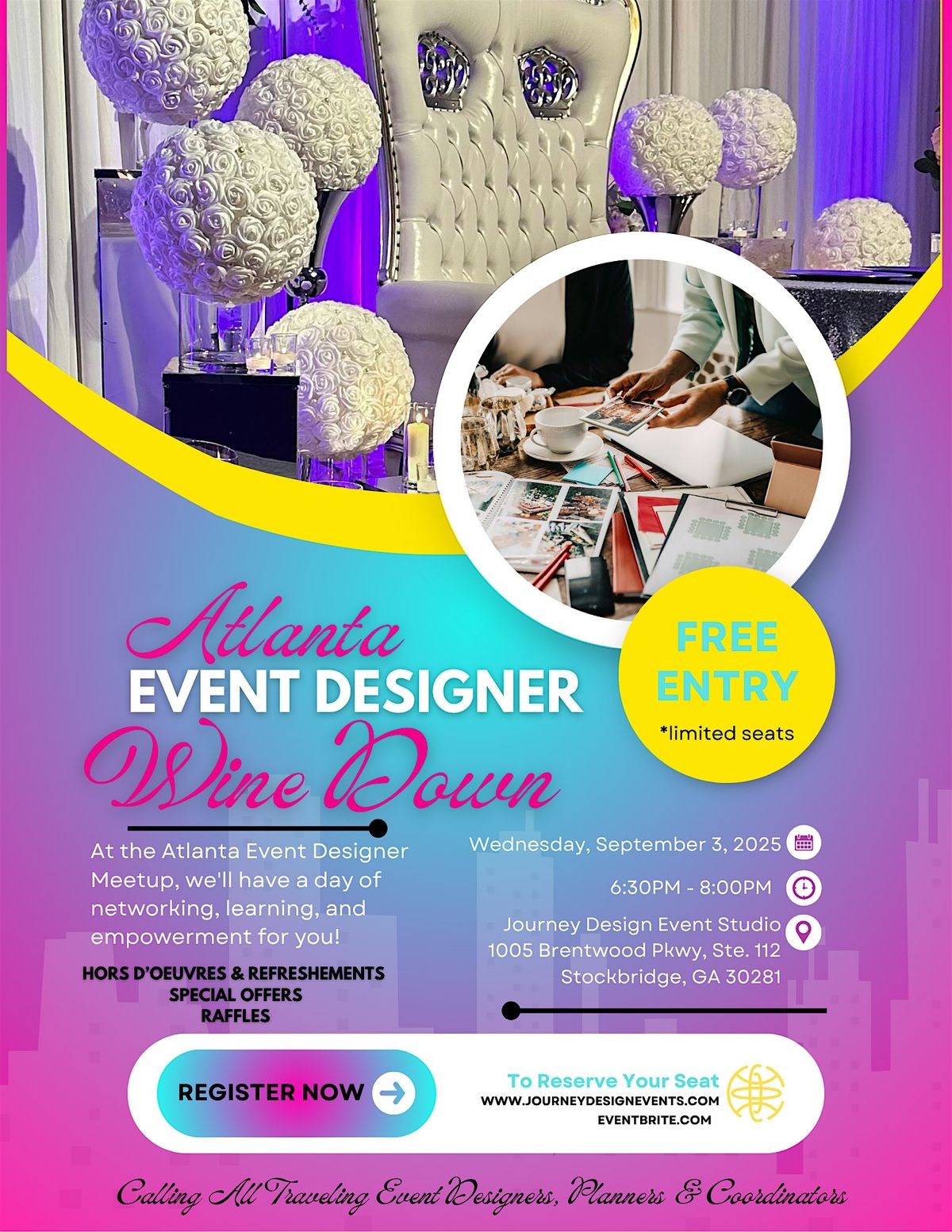 Atlanta Event Designer Wine Down, 3 September | Event in Stockbridge | AllEvents