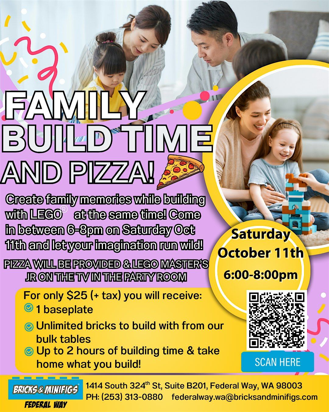 FAMILY BUILD TIME & Pizza ! | Event in Federal Way | AllEvents