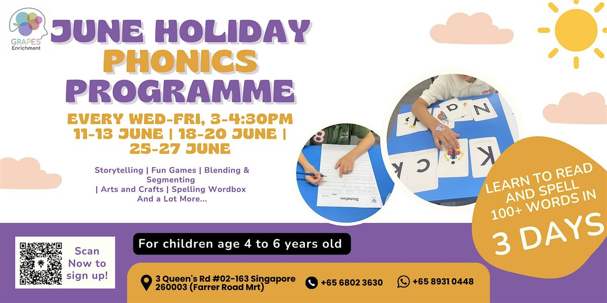 June Holiday Phonics Reading Programme | Event in Queenstown | AllEvents
