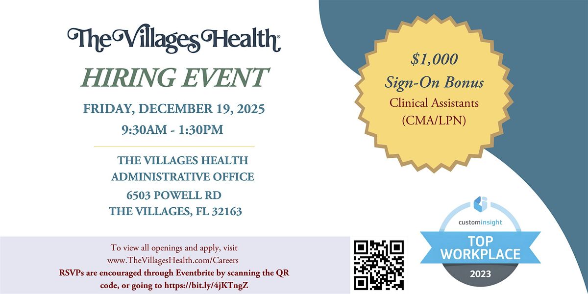 The Villages Health Hiring Event - December 19th, 19 December | Event in The Villages | AllEvents
