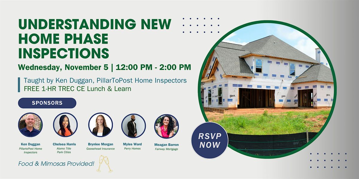 Understanding New Home Construction Phase Inspections - FREE Lunch & Learn, 5 November | Event in Dallas