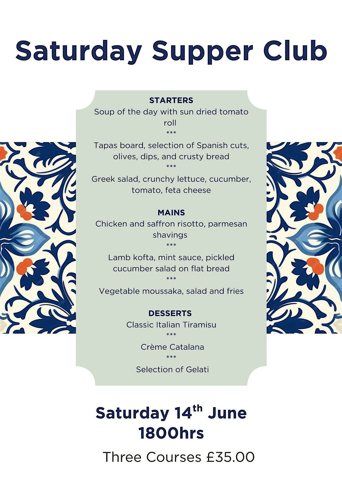 Saturday Supper Club @ Blandy's, 14 June | Event in Kintbury | AllEvents