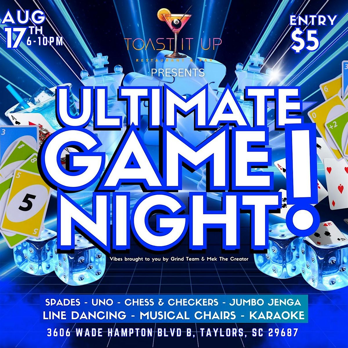 Ultimate Game Night at Toast It Up!, 17 August | Event in Taylors | AllEvents
