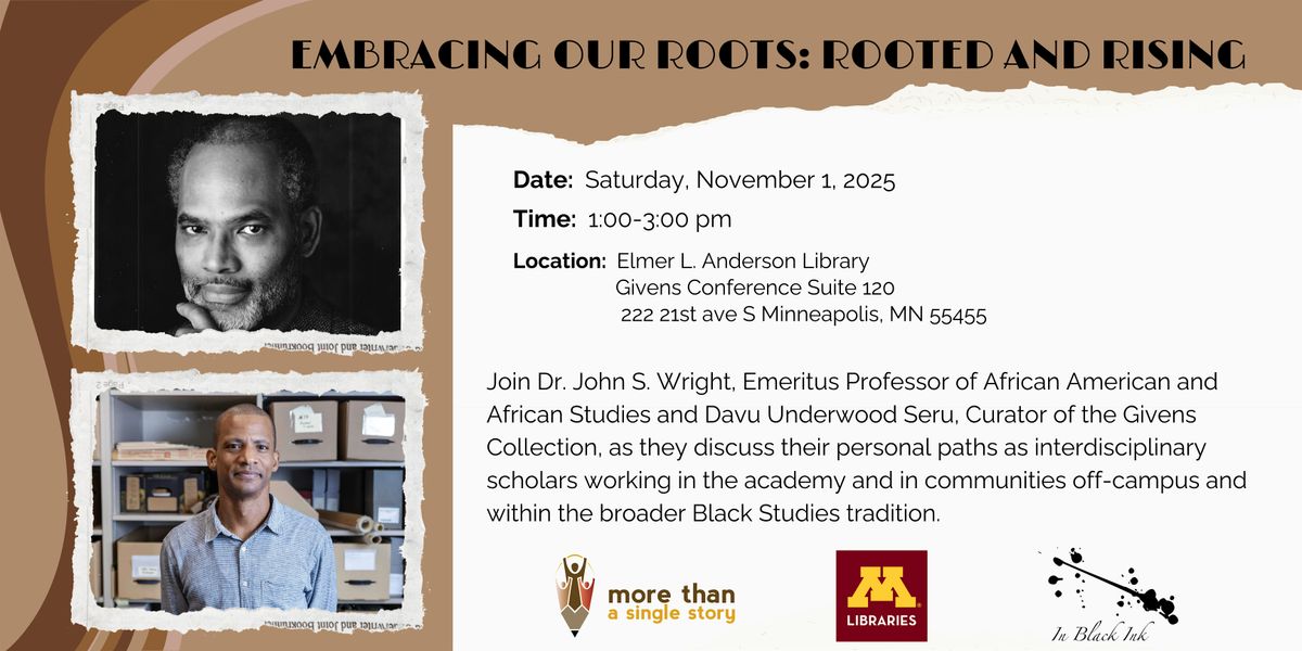 Embracing Our Rootswith Dr. John S. Wright & Davu Underwood Seru, 1 November | Event in Minneapolis | AllEvents