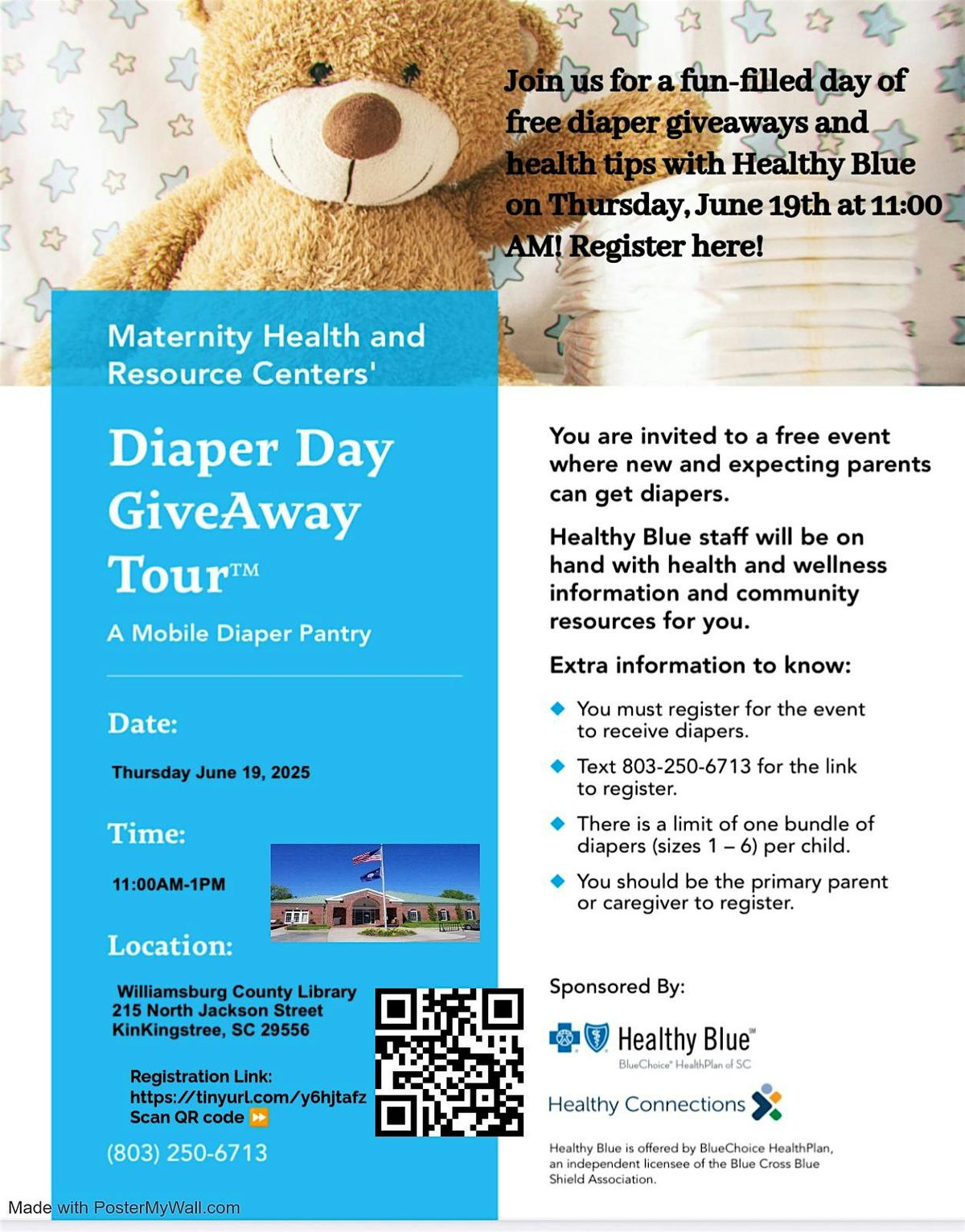 Diaper Day GiveAway Tour STOPS with Healthy Blue Williamsburg County, 19 June | Event in Kingstree | AllEvents