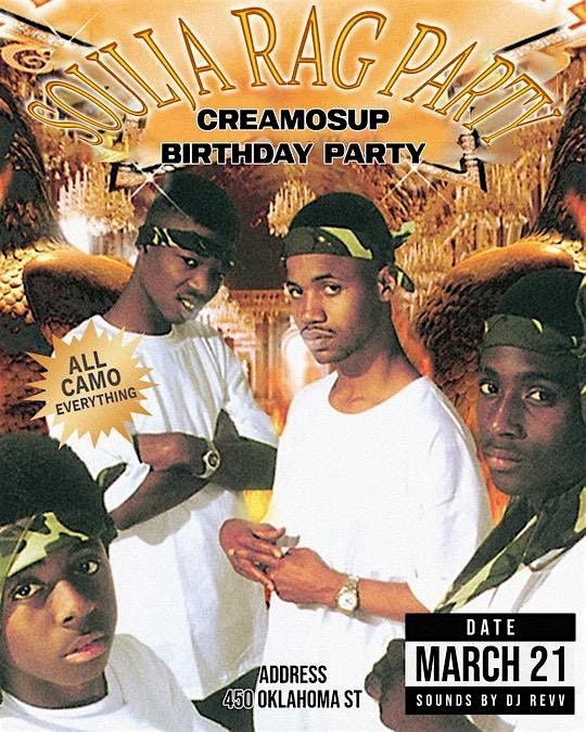 Soijah Rag Pattern Créamo$up’s Soulja Rag Party, 450 Oklahoma St, Baton Rouge, 21 March to ...