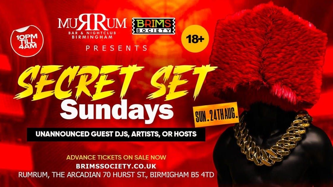 🔒🎶 Secret Set Sundays | Free Entry (Online Tickets Only) - BANK HOLIDAY EDITION, 24 August | AllEvents