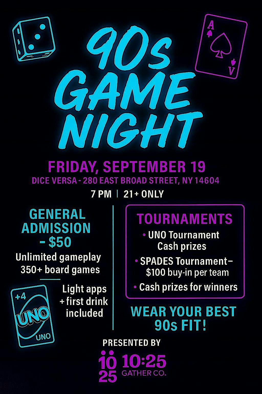 Copy of 90’s Game Night Presented By 10:25 Gathering Co., 25 October | Event in Rochester | AllEvents