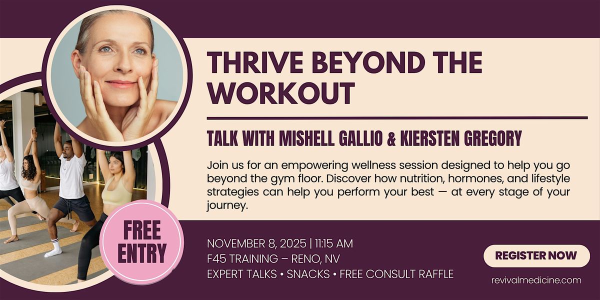 Thrive Beyond the Workout | F45 Wellness Session, 8 November | Event in Reno | AllEvents