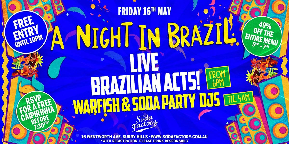 FREE DRINK - A Night In Brazil | Event in Surry Hills | AllEvents