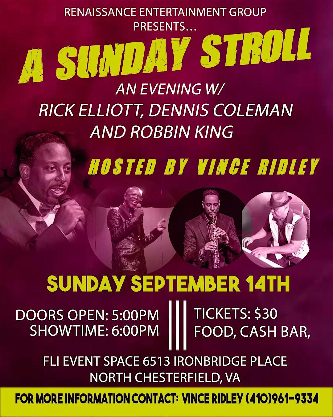 The Sunday Stroll w/Rick Elliott, Dennis Coleman & Robbin King, 14 September | Event in North Chesterfield