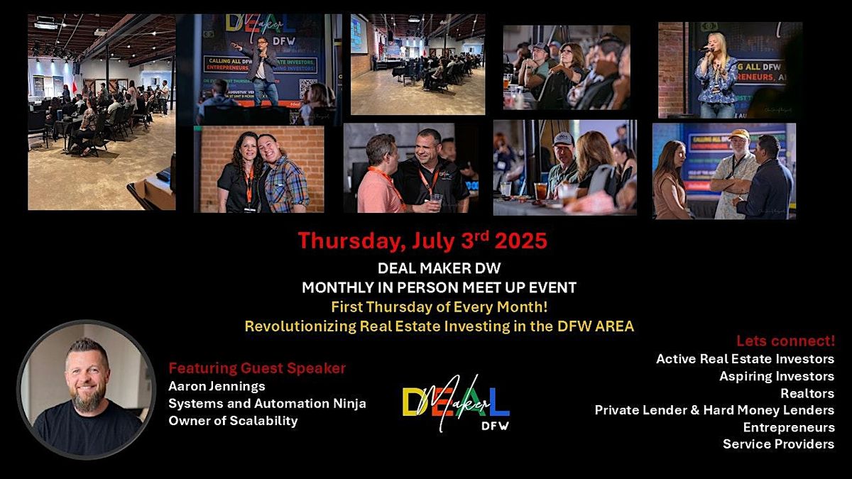 Deal Maker DFW | JULY 2025 | Live In Person | Local Meet Up @ McKinney TX, 3 July | Event in McKinney | AllEvents
