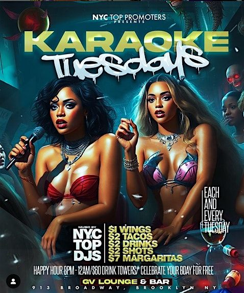 KARAOKE TUESDAYS • $1 WINGS • $2 TACOS • $2 DRINKS • $7 MARGARITAS | Event in Brooklyn | AllEvents