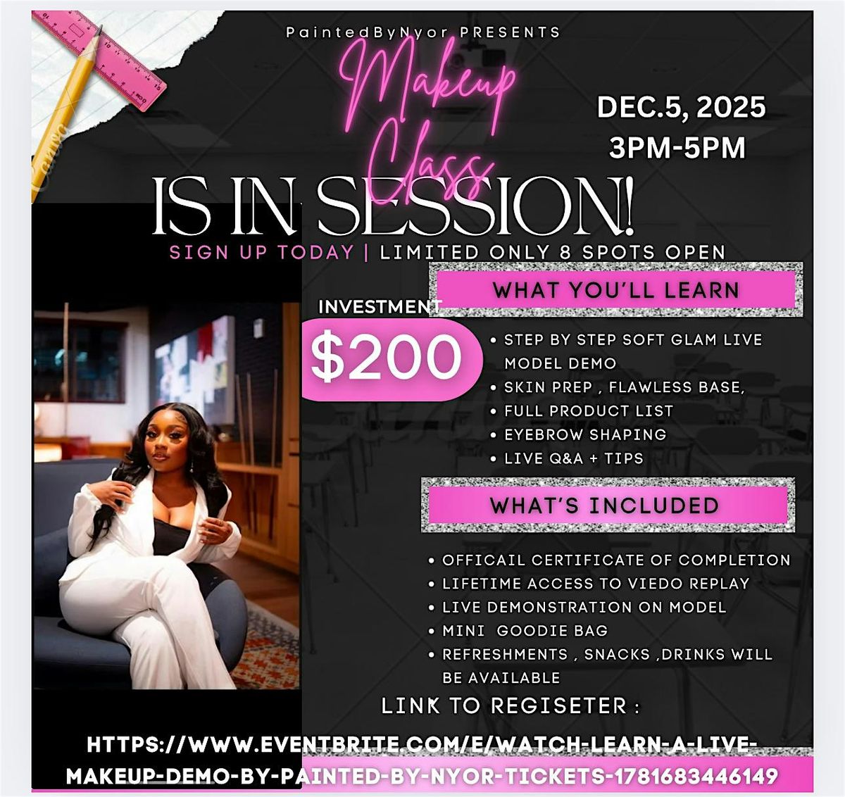 Watch & Learn: A Live Makeup Demo by Painted by Nyor, 5 December | Event in Towson | AllEvents