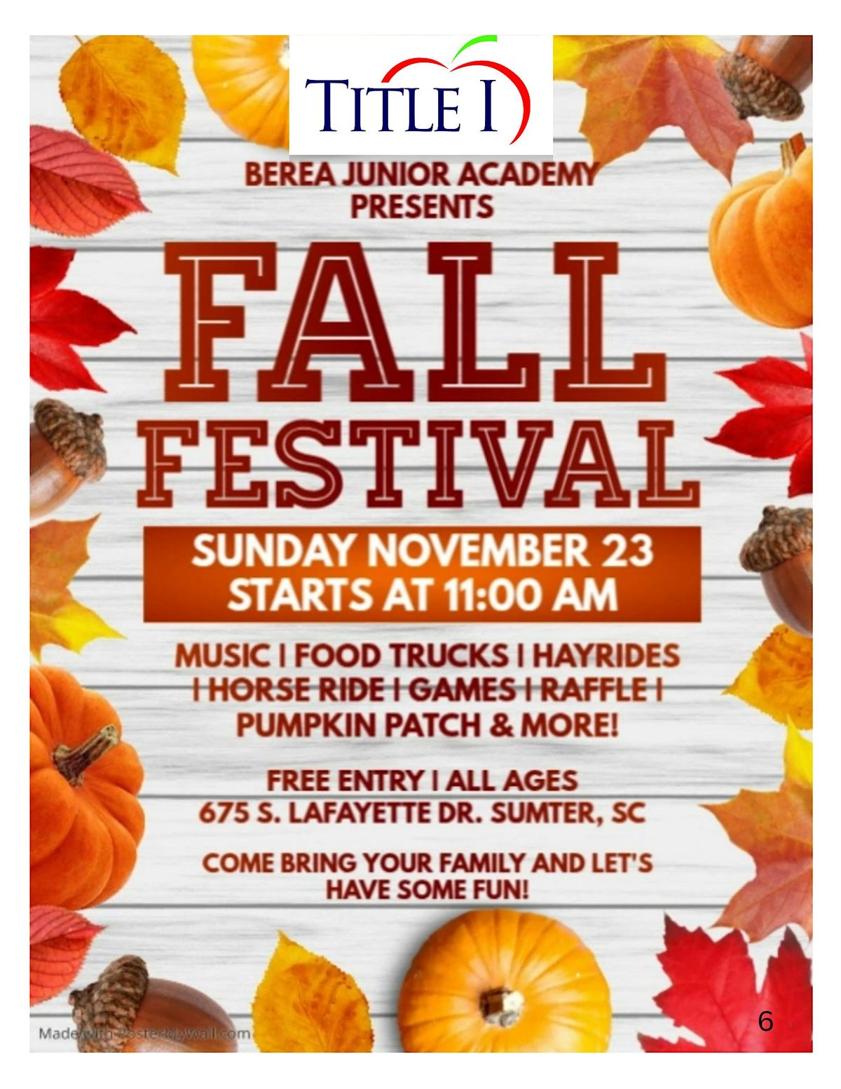 Berea Jr. Academy Fall Festsival, 23 November | Event in Sumter | AllEvents