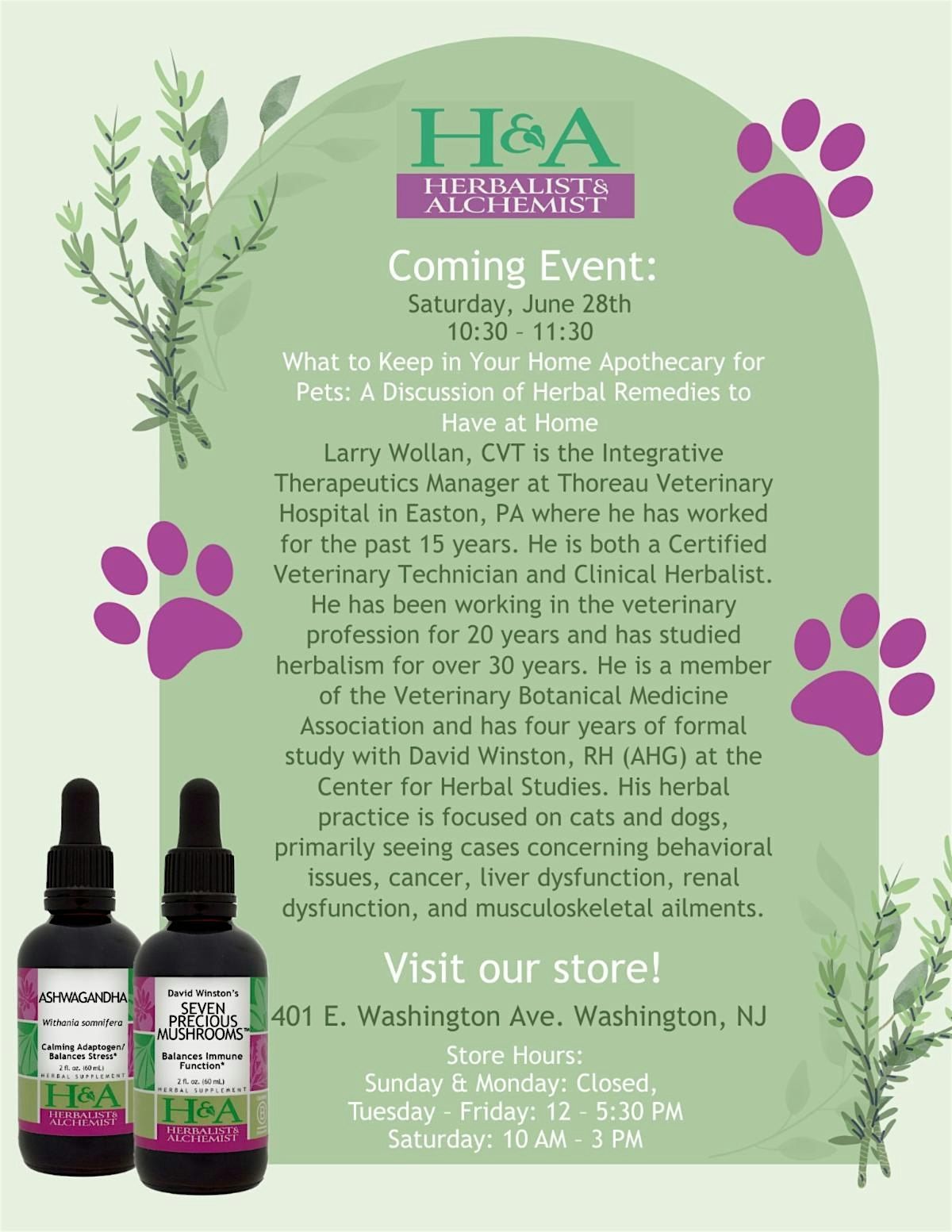 What to Keep in Your Home Apothecary for Pets - H&A Store Event, 28 June | Event in Washington | AllEvents