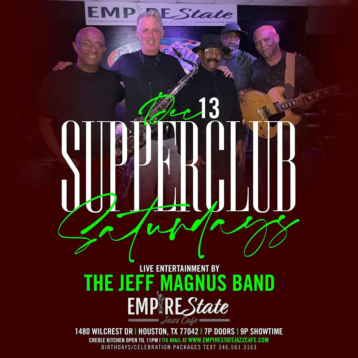 12/13 - Supper Club Saturdays featuring Jeff Magnus Band, 13 December | Event in Houston | AllEvents