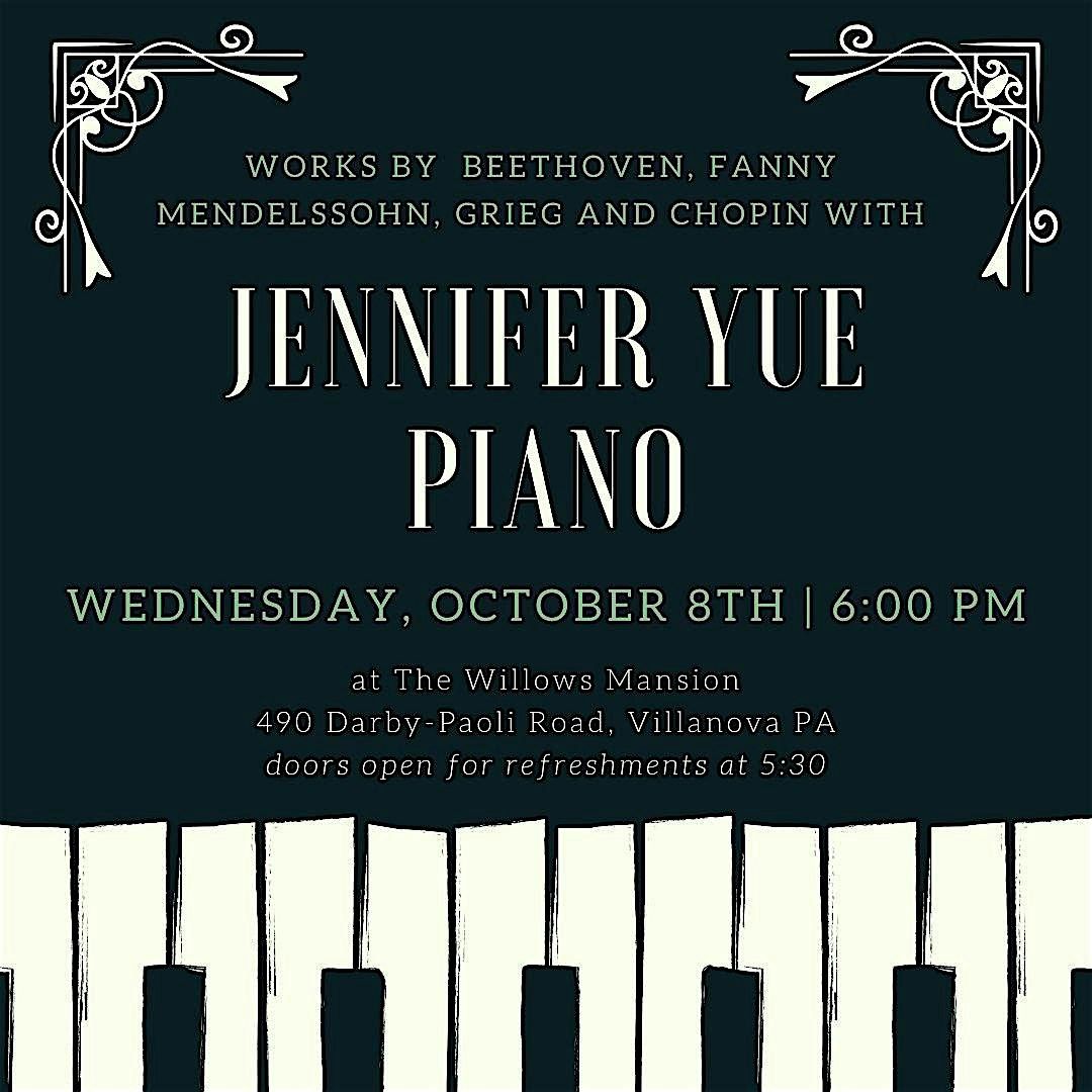 Jennifer Yue, Piano -  works by  Beethoven, Fanny Mendelssohn and more, 8 October | Event in Villanova | AllEvents