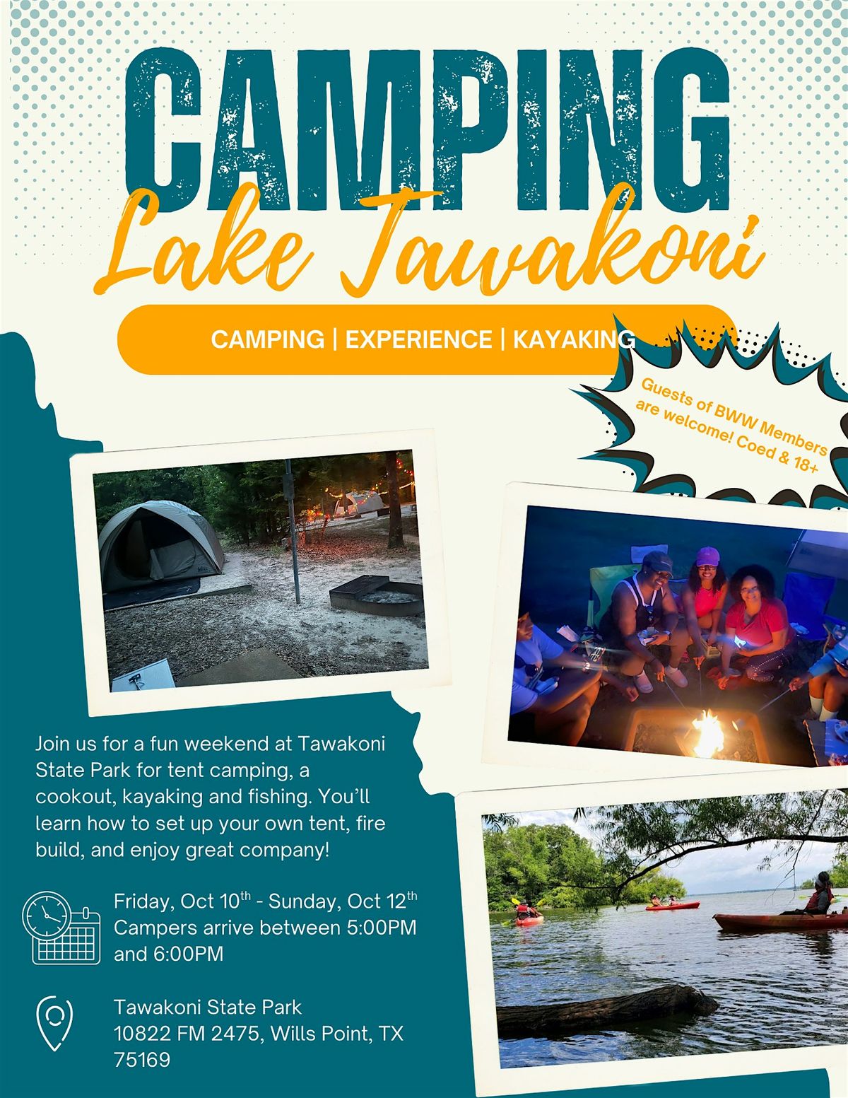Lake Tawakoni State Park Fall Camping $60 *Payment Link in Event Details*, 10 October | Event in Wills Point
