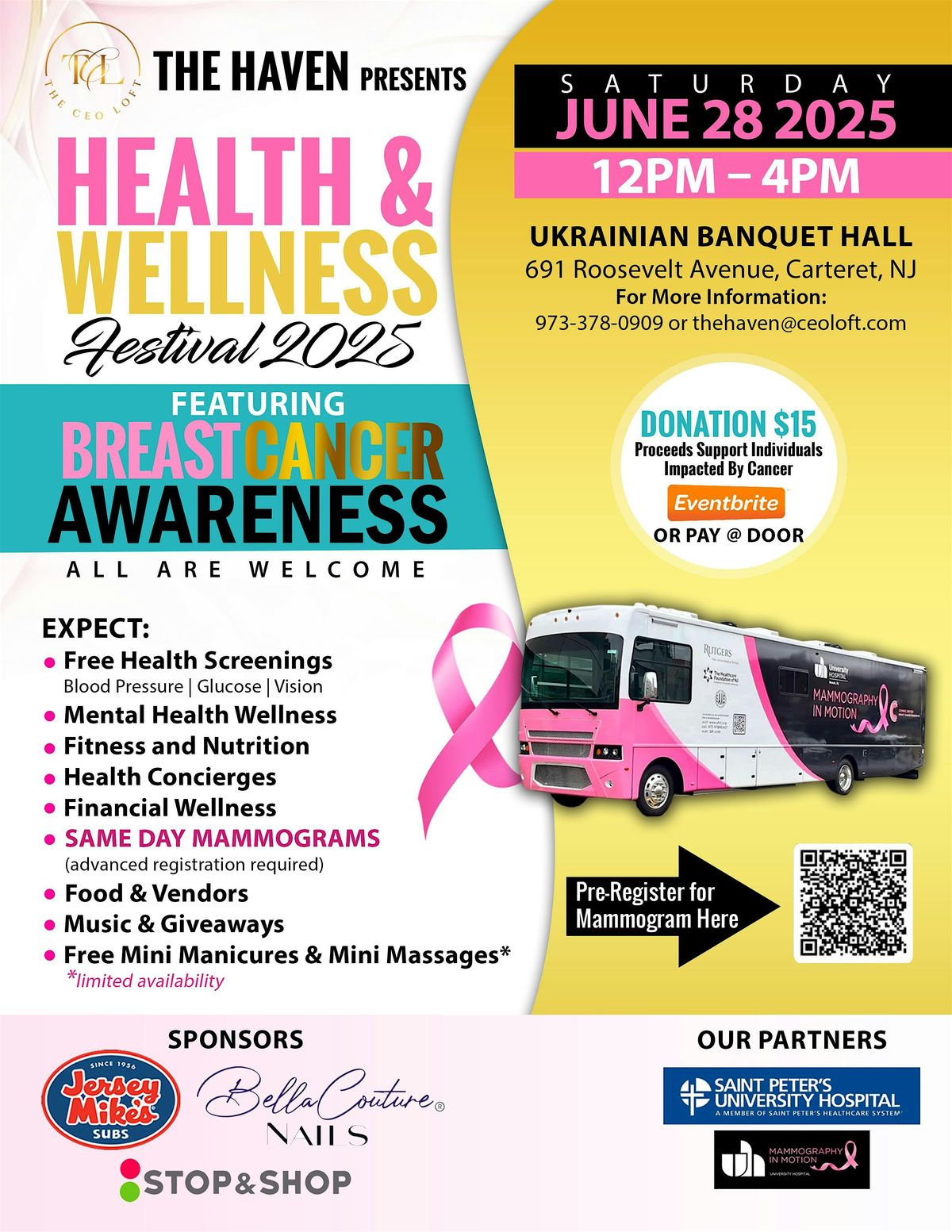 Health & Wellness Festival 2025 featuring Breast Cancer Awareness, 28 June | Event in Carteret | AllEvents