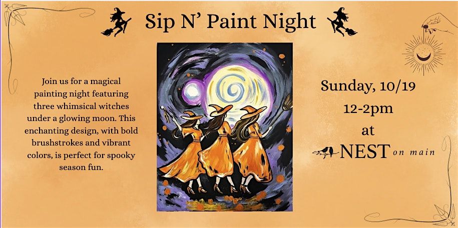 ✨ Dancing Witches Under the Moonlight ✨ Sip N' Paint Night, 19 October | Event in Northport | AllEvents