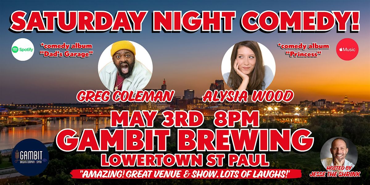 Saturday Night Comedy at Gambit Brewing with Greg Coleman & Alysia Wood | Event in Saint Paul | AllEvents