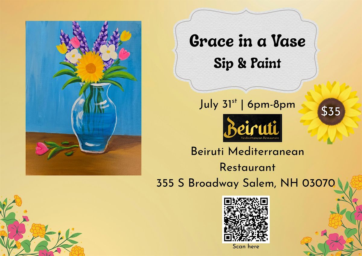 Grace in a Vase -Sip and Paint., 31 July | Event in Salem | AllEvents