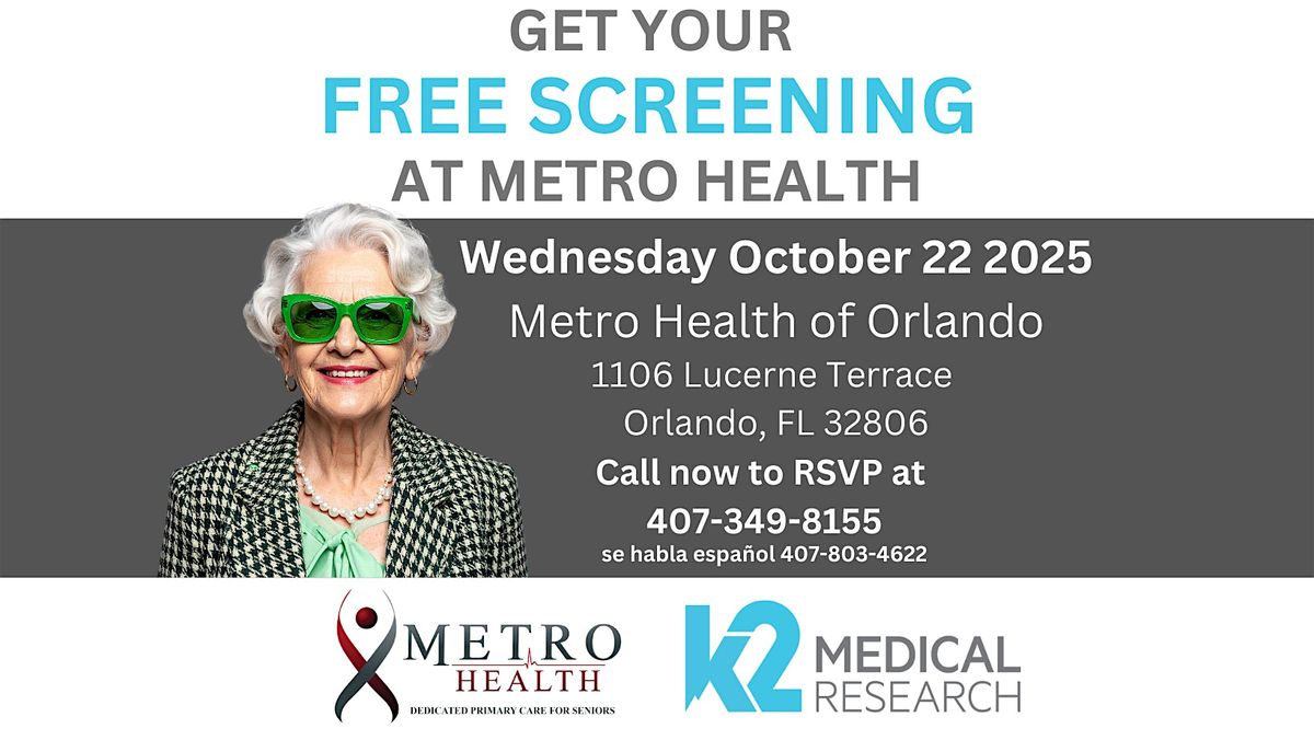 Free Memory Screenings for Seniors at Metro Health of Orlando, 22 October | Event in Orlando | AllEvents