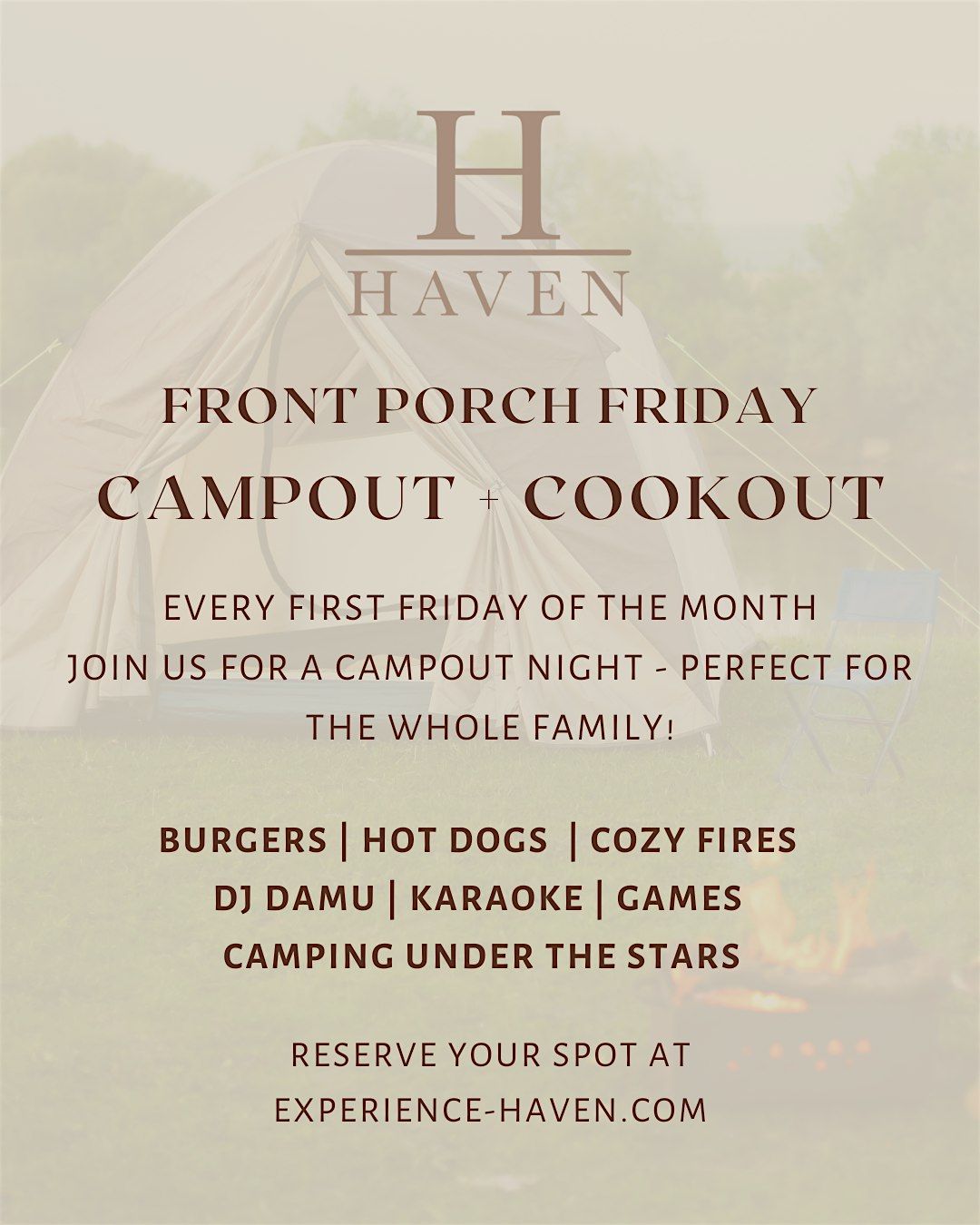 Campout At Haven - First Fridays! | Event in Knightdale | AllEvents
