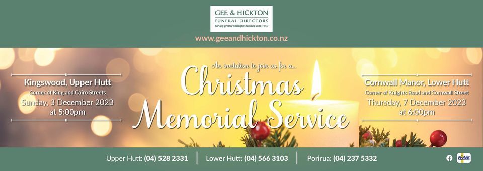 Christmas Memorial Service - Cornwall Manor, Gee & Hickton Funeral