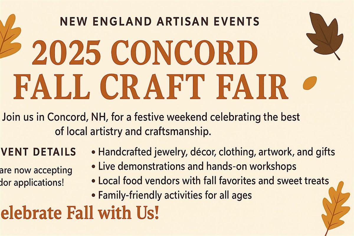 2025 Concord Fall Craft Fair Concord, NH, 22 November | Event in Concord | AllEvents