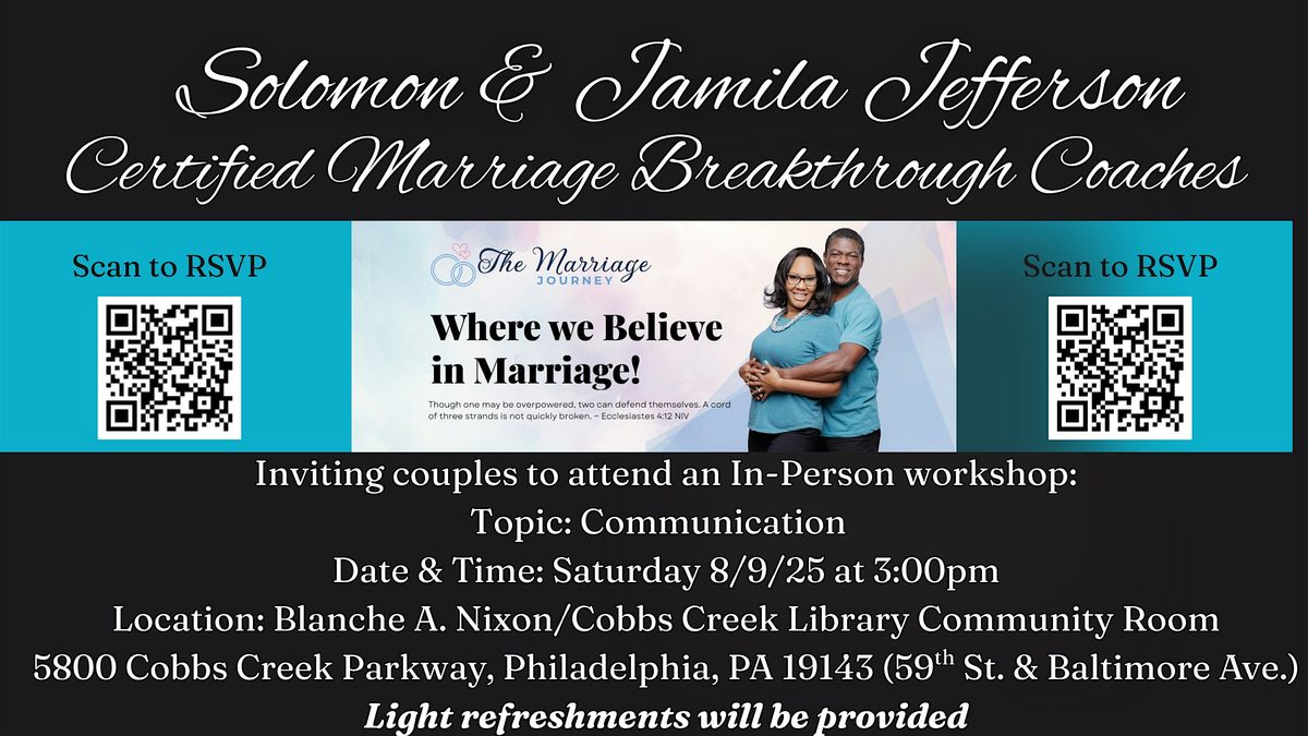 Inviting couples to attend an In-Person workshop Topic: Communication, 9 August | Event in Philadelphia | AllEvents