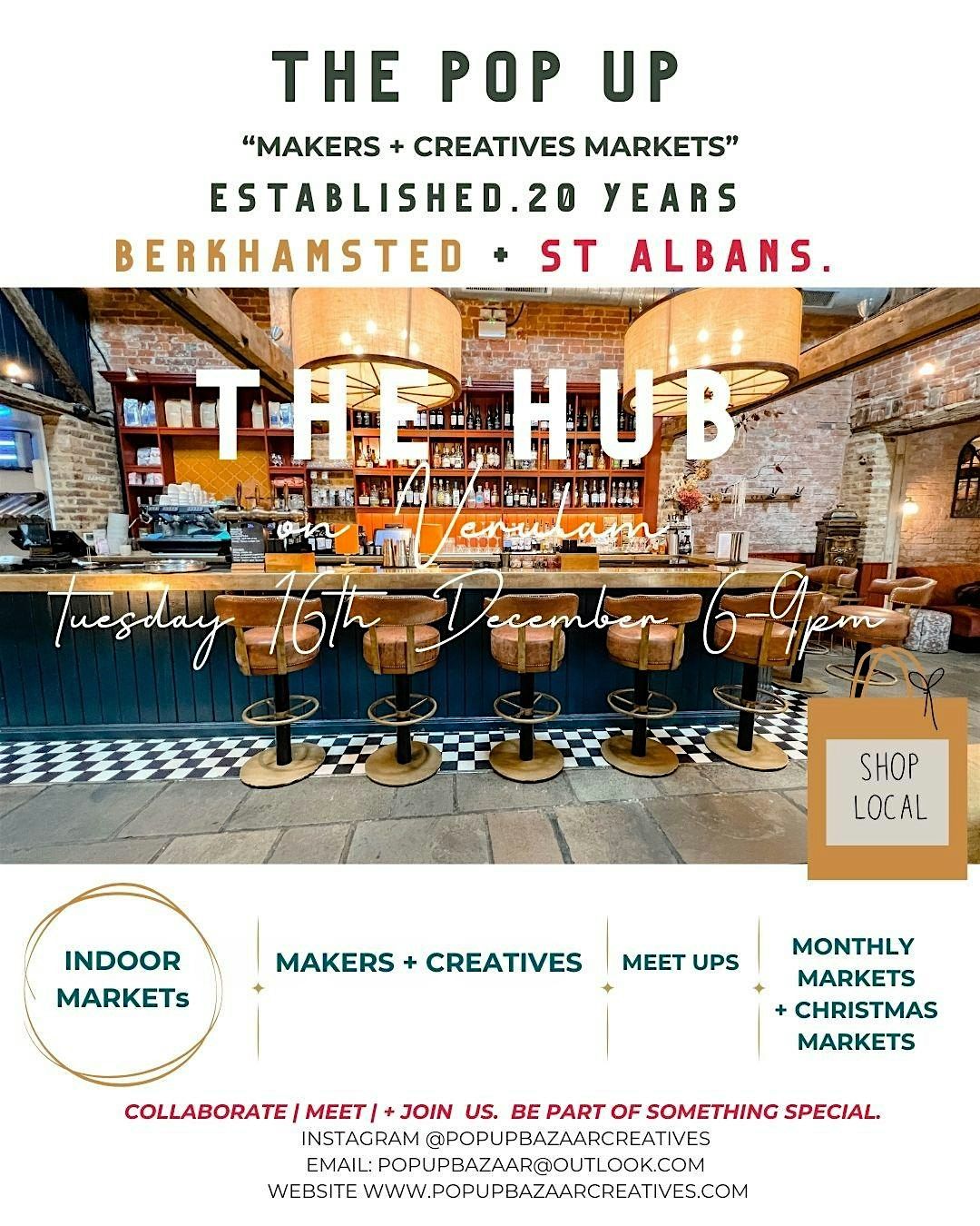 The Pop Up Bazaar Christmas Makers +  Creatives Market - Tuesday 16th Dec, 16 December | Event in St Albans