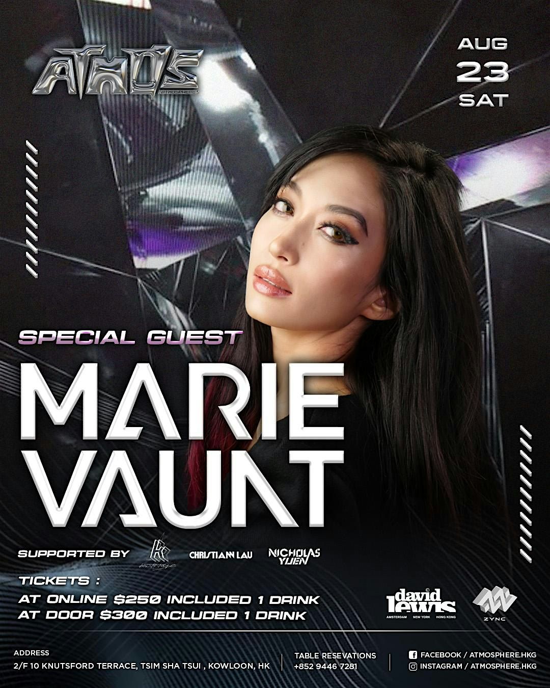 Marie Vaunt @ Atmosphere (August 23), 23 August | Event in Hong Kong | AllEvents